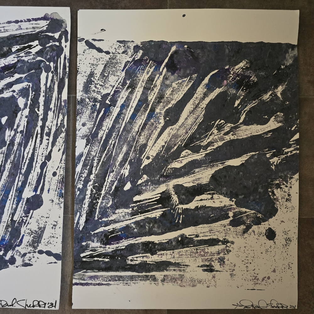 2 HANDCRAFTED Abstract Feather Painting HANDPAINTED HANDMADE Framed Wall Art - Picture 5 of 17